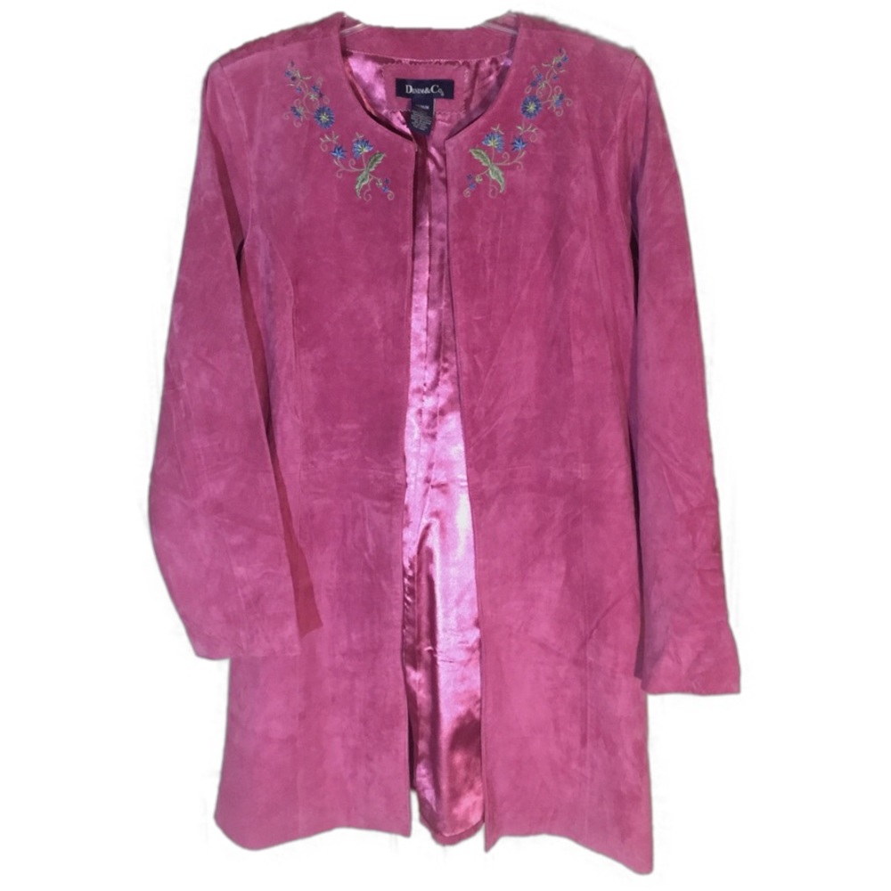 ⭐️ embroidered suede leather coat